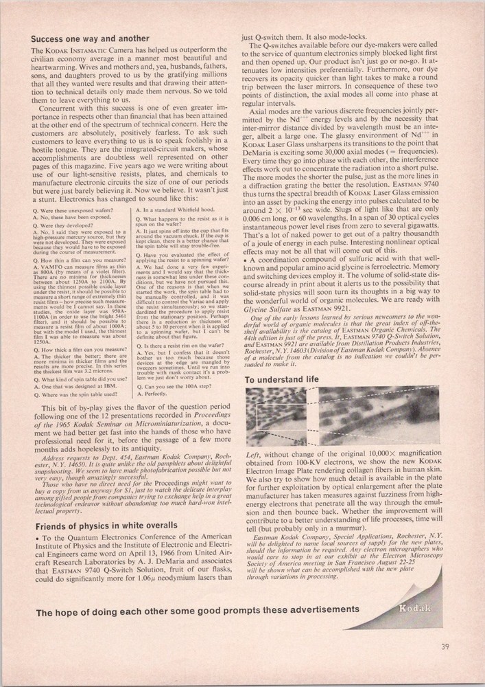 Kodak 1966 Original Print Ad Instamatic Camera Q-Switch Solution