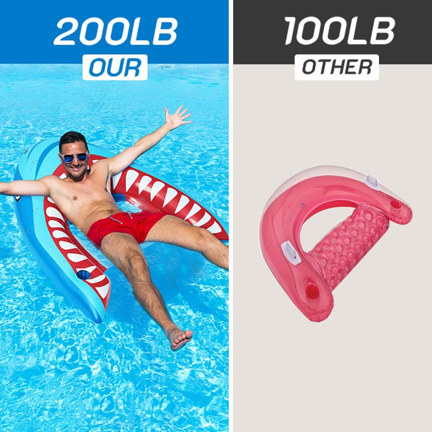 2 Pack Pool Floats Adult Size, Pool Lounger with Cup Holder, Inflatable Floats