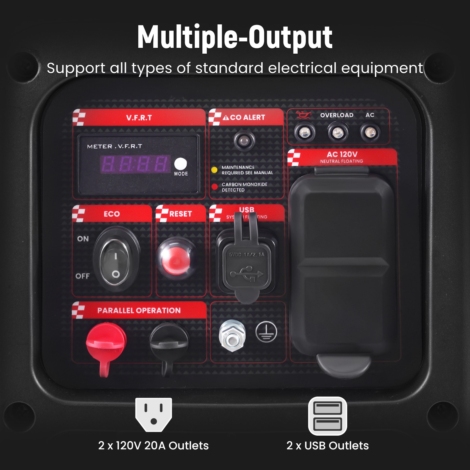 2850W Portable Inverter Generator Gas Powered Quiet Eco Parallel Ready