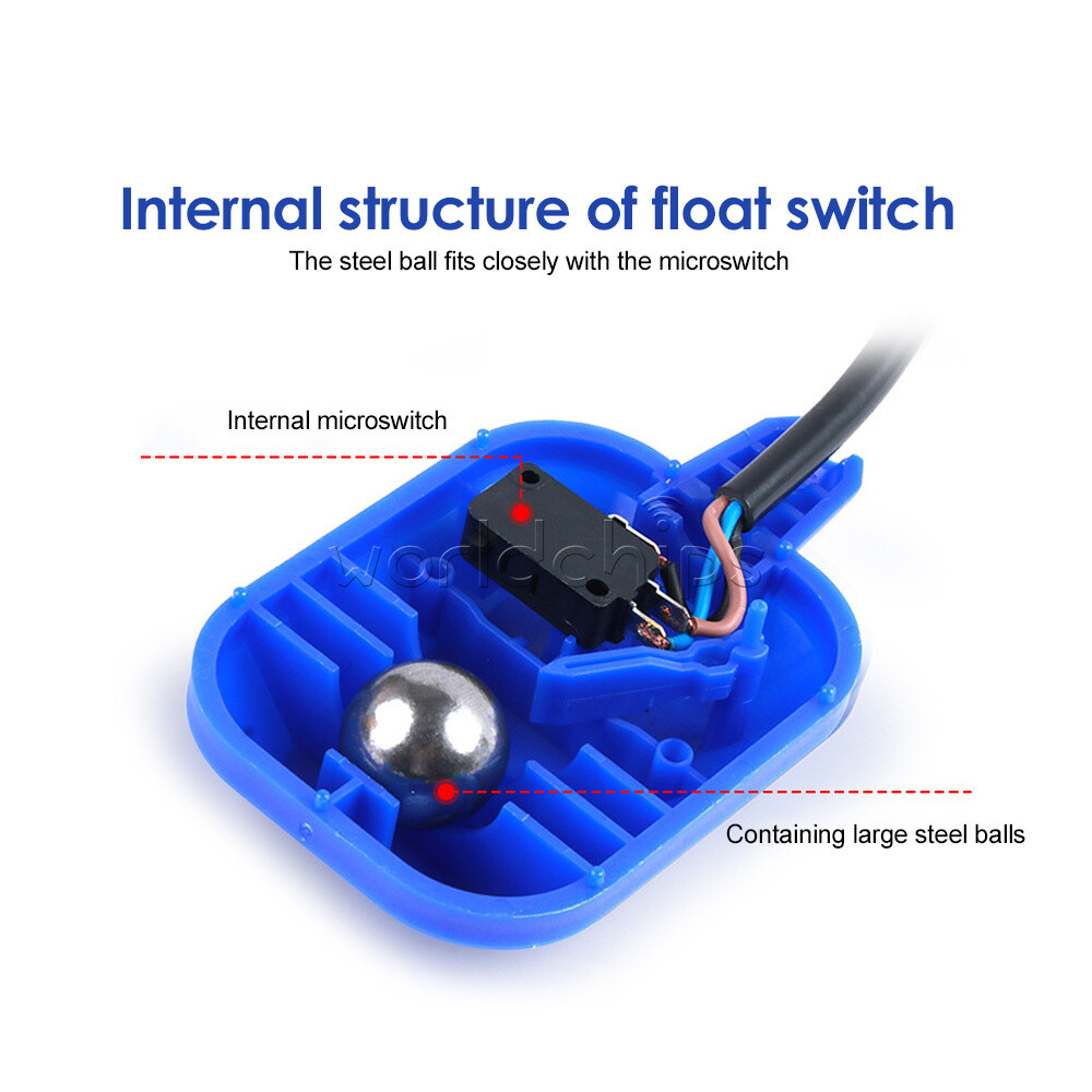 Float Switch Automatic Water Level Controller 16A with 1/2/3/4/5m Cable Sensor