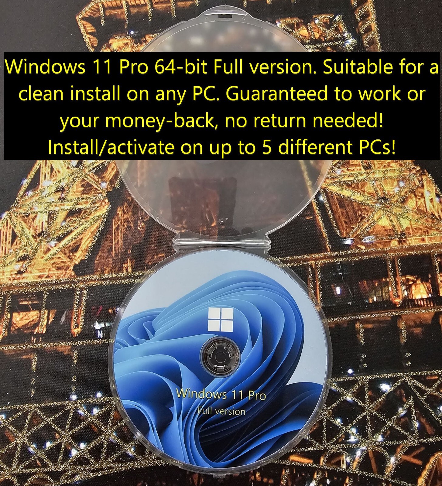Microsoft Windows 11 Professional DVD or USB 24H2 64-bit clean install on any PC