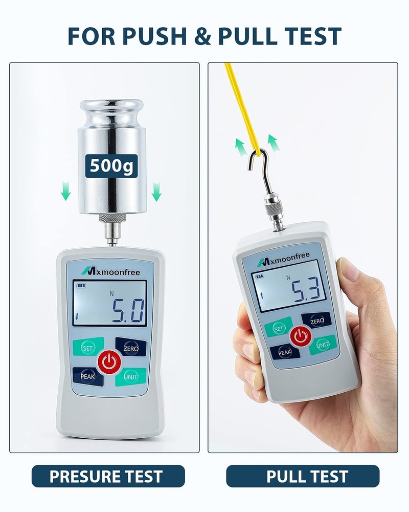 500N Digital Force Gauge Push Pull Gauge Portable Force Meter with Units N/LB...