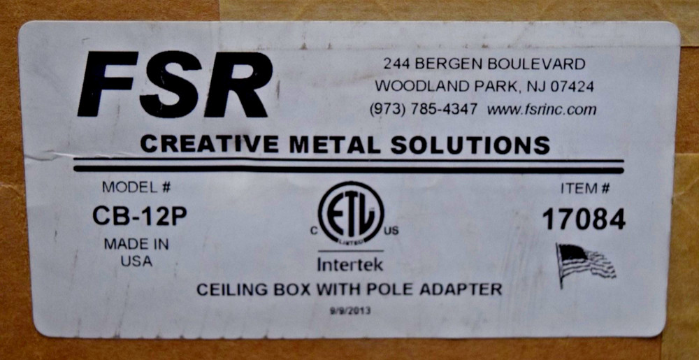 FSR CP-12P 1x2 Ceiling Box With Pole Adapter for Ceiling Projector WHITE