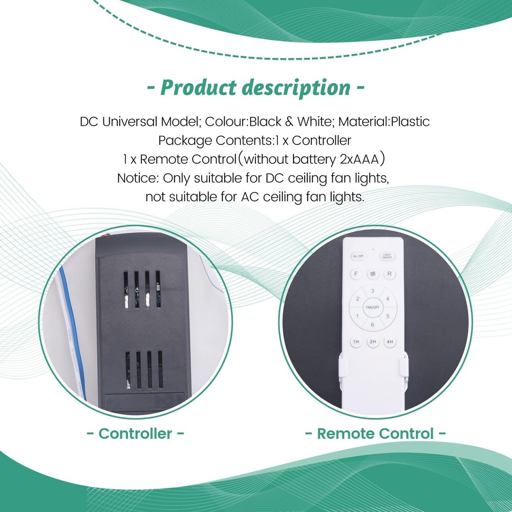 Universal Ceiling Fan Remote Control Kit 6 Speed Timer Light Control