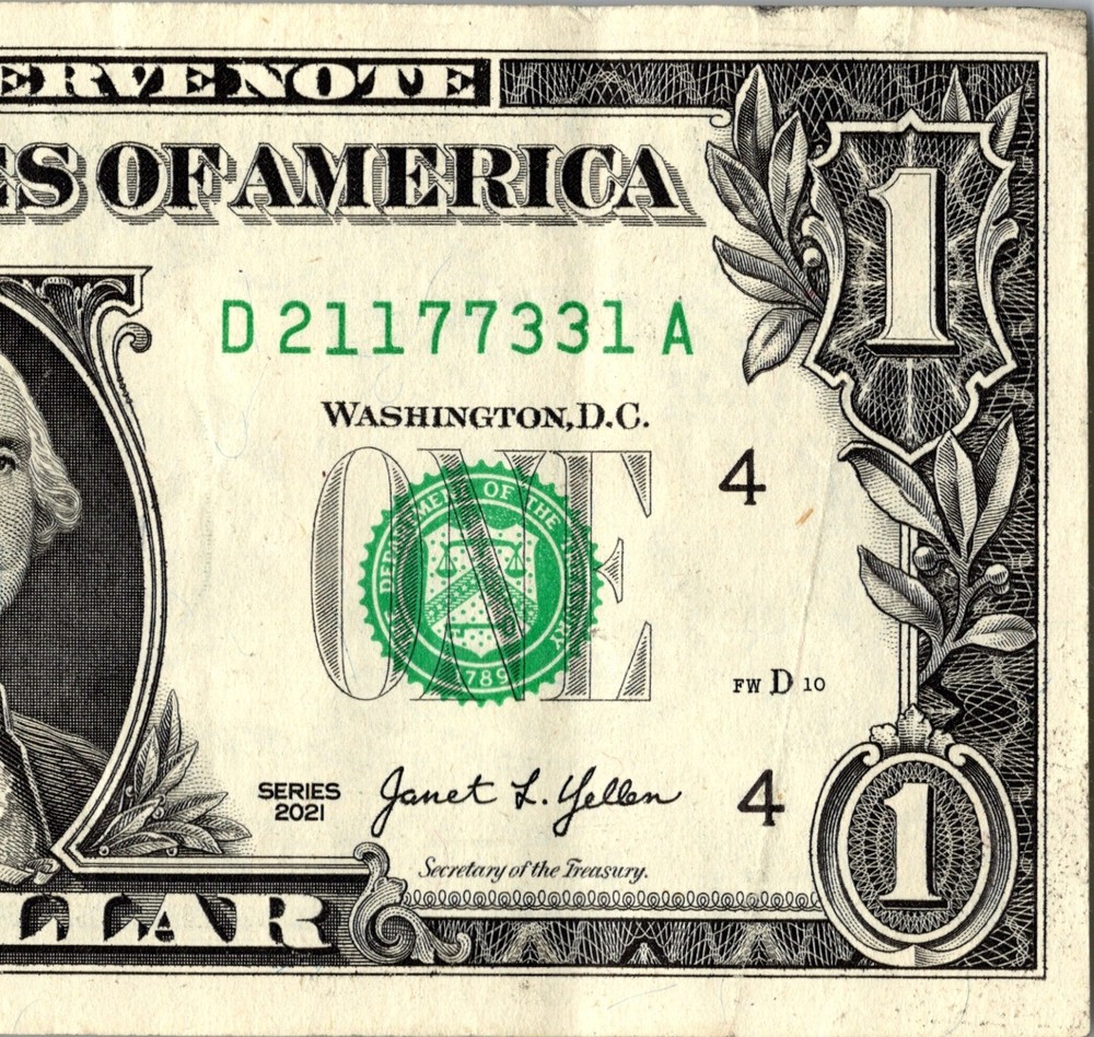 3 consecutive pair Fancy Serial Number One Dollar Bill D21177331A