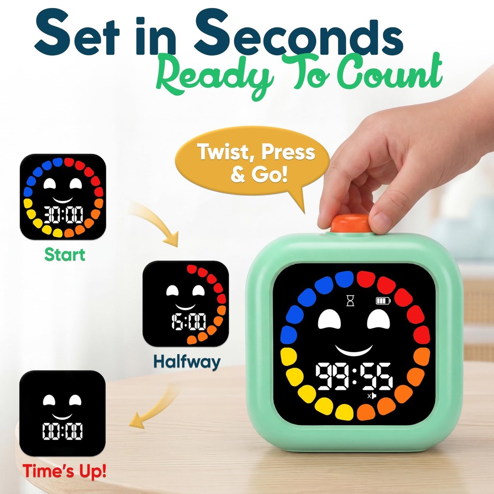 Digital Visual Timer for - Rechargeable, Silent Count Up/Down for Calmer Rout...