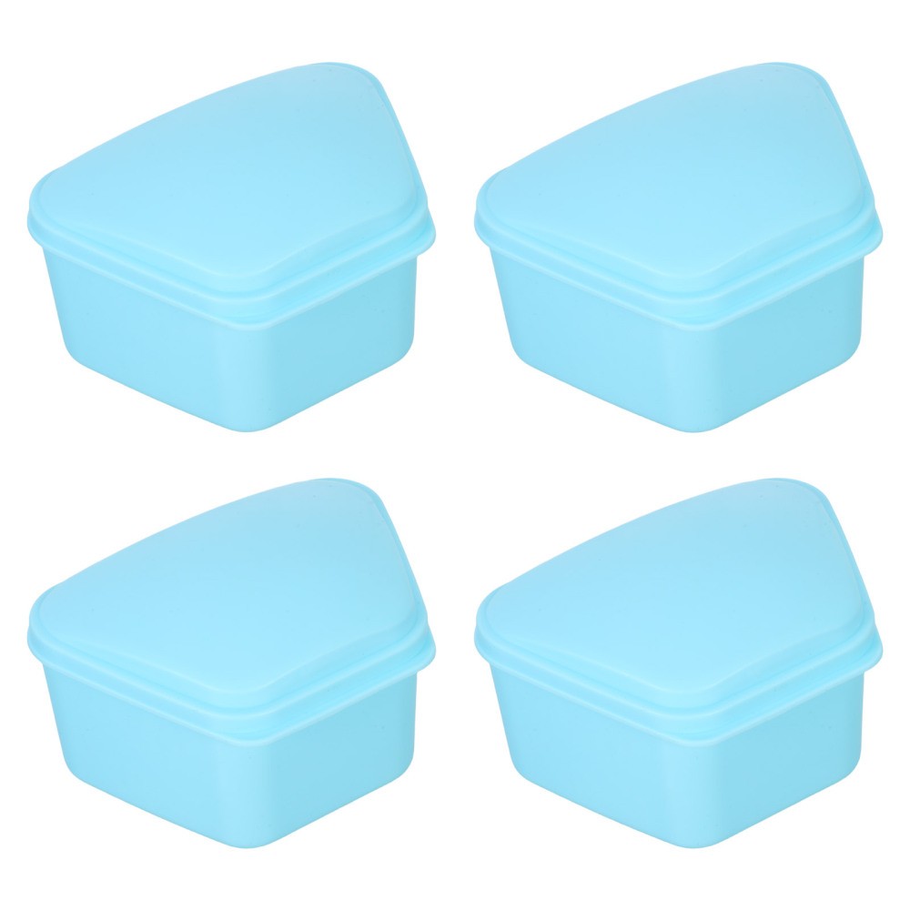 4 Pcs Portable Dentures Box Storage Case Soaking Container Holder Retainer