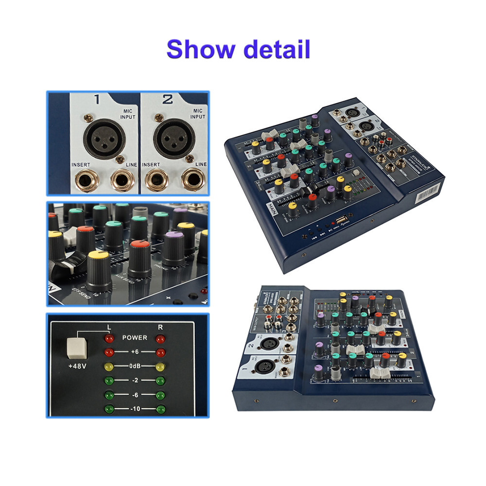 4CH Audio Mixer DSP Console Echo Effect Processor USB Interface Mixing System