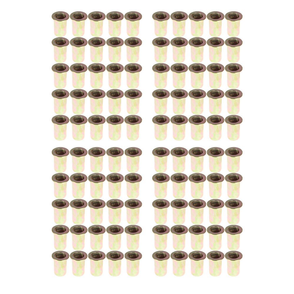 100 Pack Carbon Steel M6 Metric Rivet Nut Flat Head Threaded Insert Nutsert