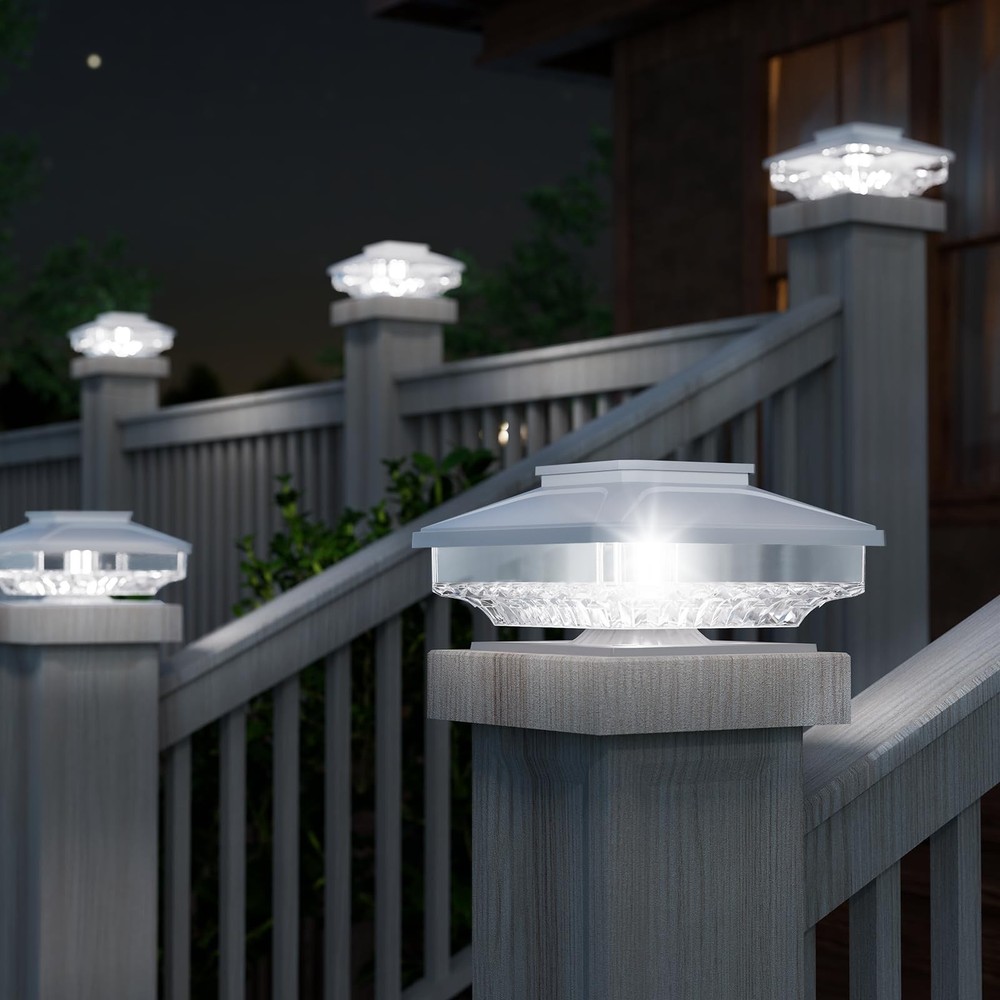 8 Pack Solar Post Cap Lights - for Solid 4x4 Wood Fence & Deck Posts - High B...