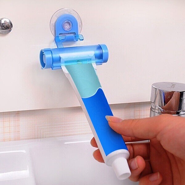Toothpaste Dispenser Squeezer, Reusable Bathroom Accessory, Hard Plastic, Blue