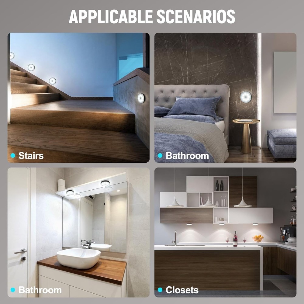 Motion Sensor Night Light 2 Pack LED Light, Black