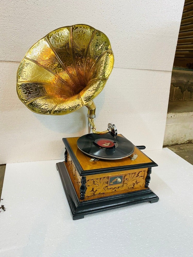 Authentique Gramophone Fully Working Phonograph, win-up record player Gramophone