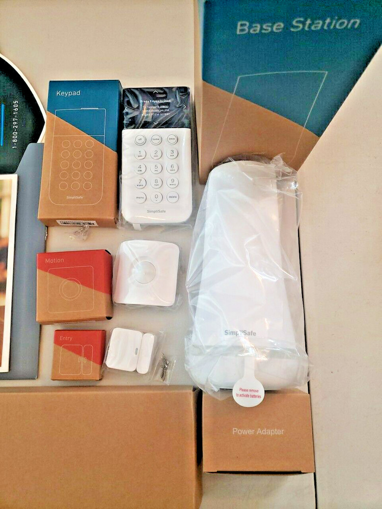 SIMPLI SAFE HOME INDOOR SECURITY SYSTEM. 4 piece system with manual