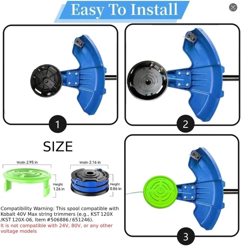 6 PCS Weed Eater String Compatible with Kobalt 40V Cordless String Trimmer KST 1