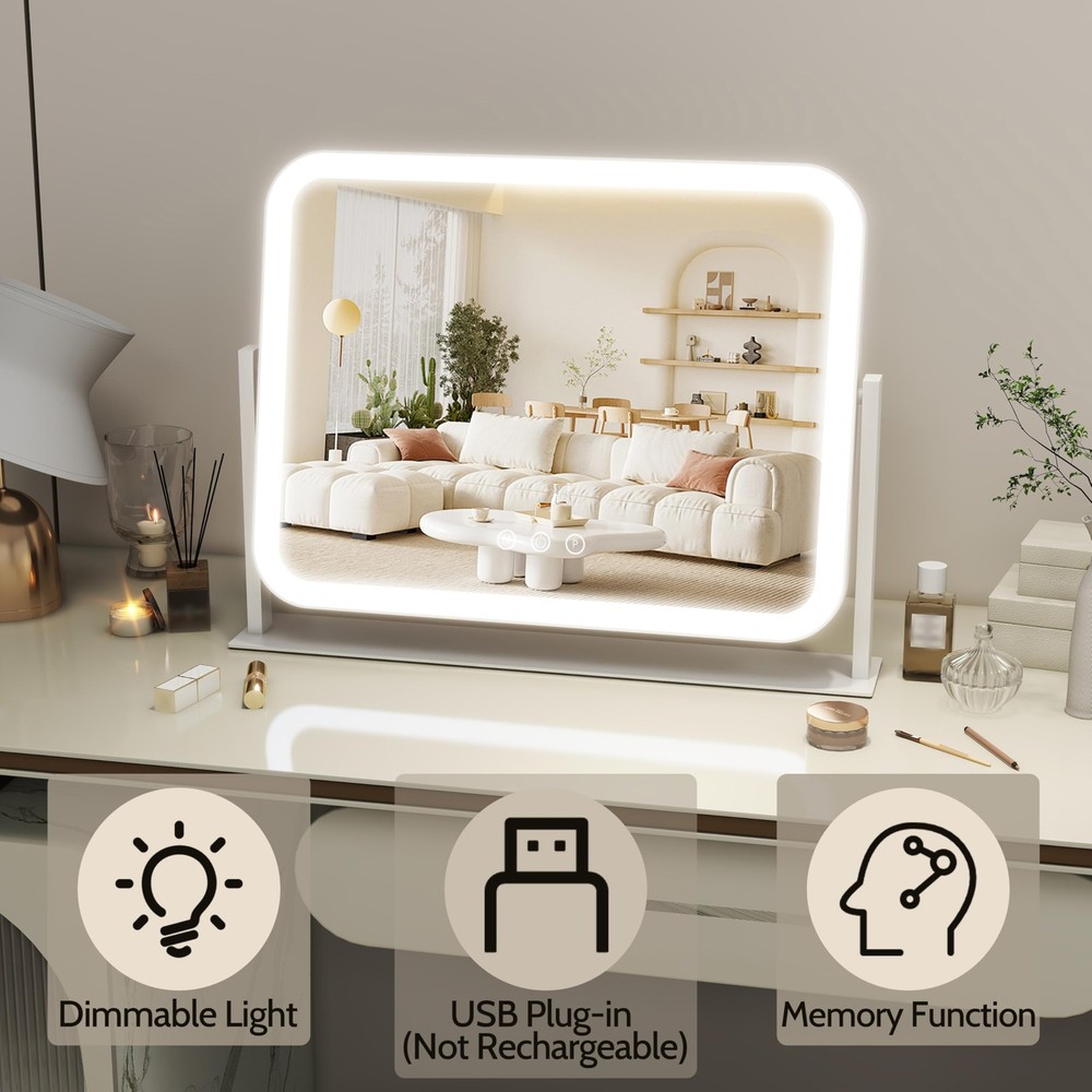 Lighted Makeup Mirror, 17"x13" Vanity Mirror with Lights, 10X Magnification, ...