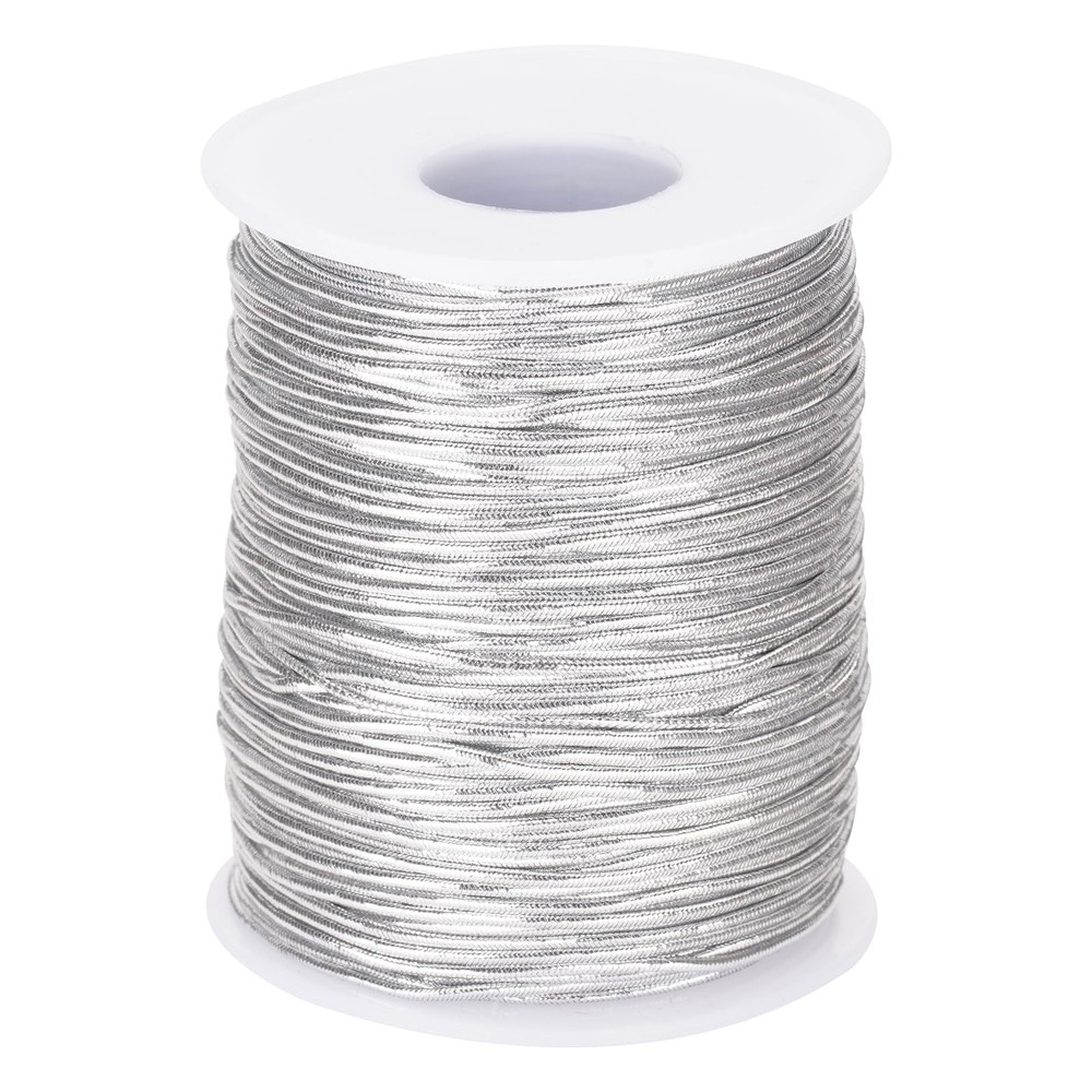 joycraft Elastic Cords, Metallic Stretch Silver 110Yards,