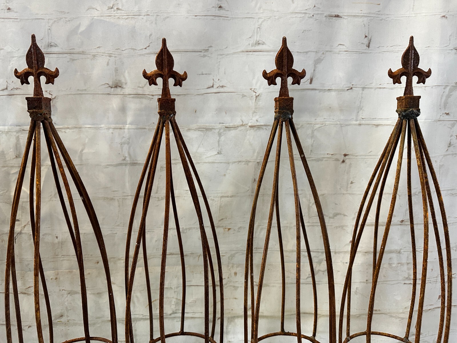 19" Twist Plant Support Garden Trellis Topiary, Rusty Wrought Iron Obelisk