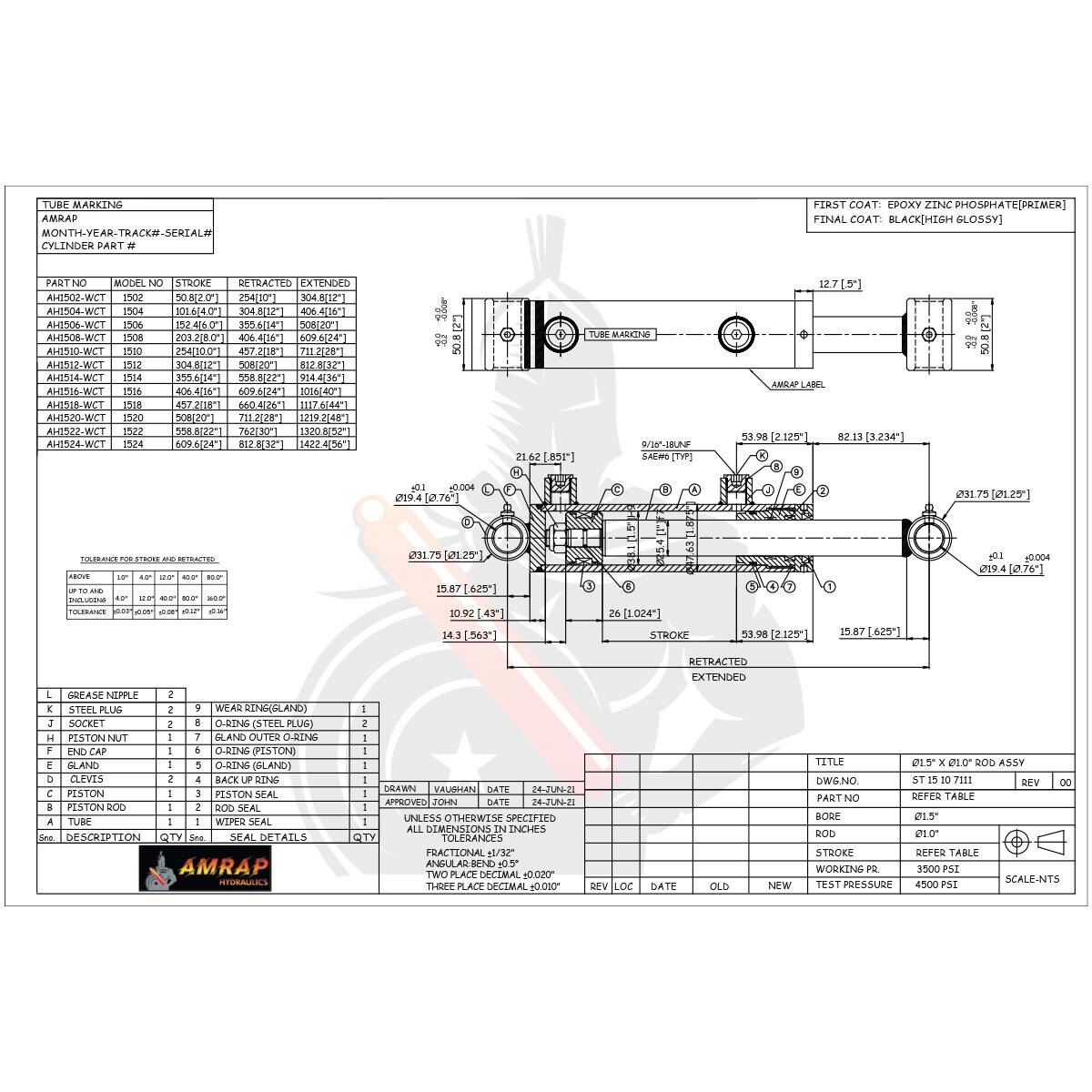 1.5x6 Hydraulic Cylinder-1.5" Bore, 6" Stroke -Welded Cross Tube Cylinder(new)