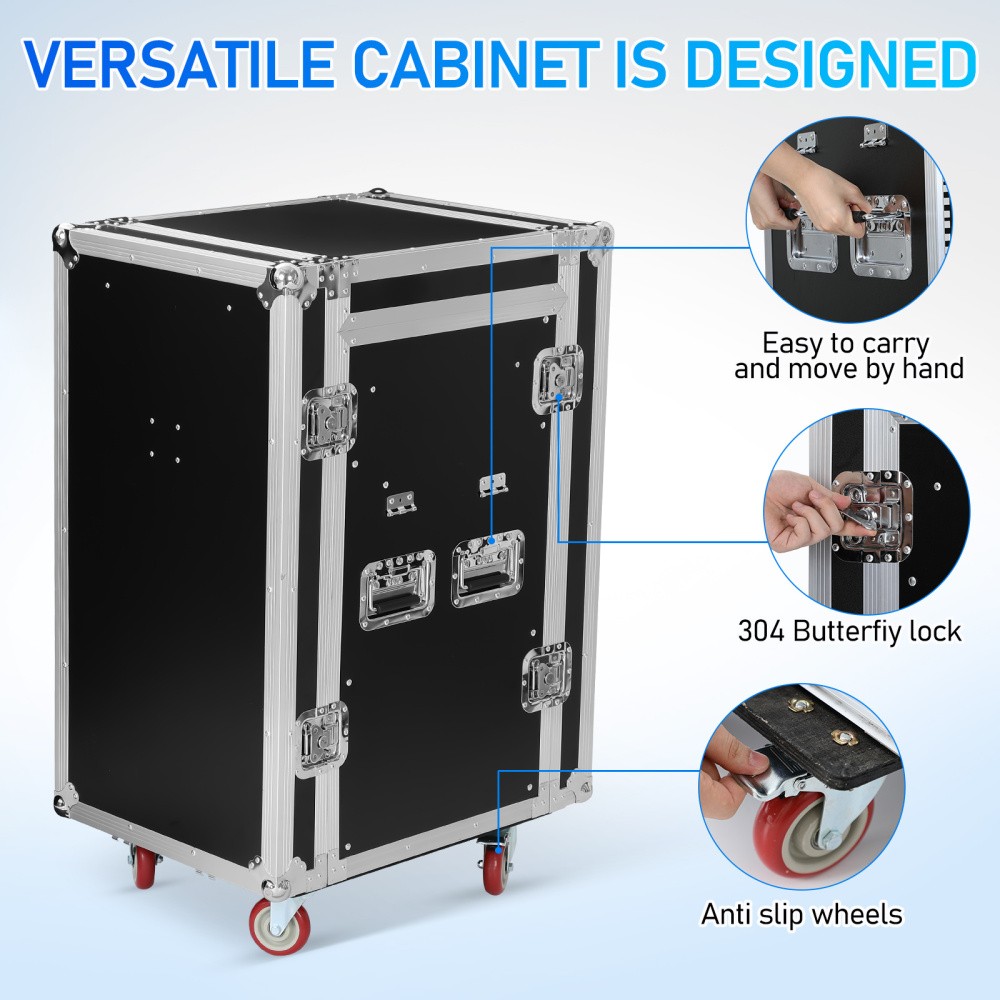 16U DJ Road Case Flight Case Tilted Mixer Stand & Work Table,Studio Rack Cabinet