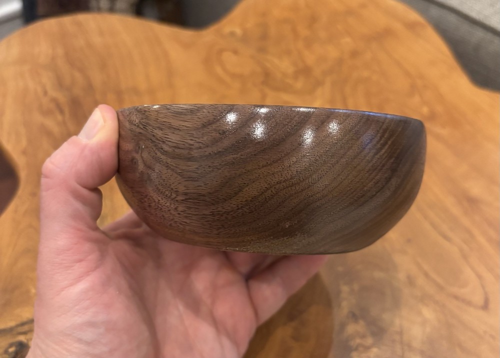Hand Turned Shallow Walnut Bowl 5"D x 2"H