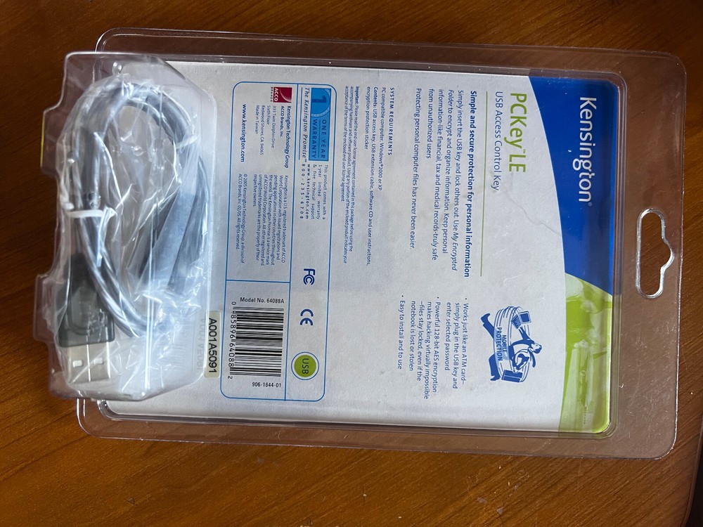 Kensington PCKey LE USB Lock Security Key for Notebook Information Protection