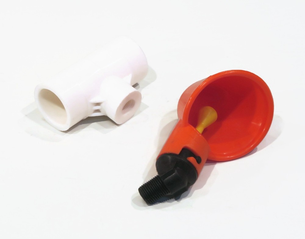 (100-Pack) Poultry Water Drinking Cup & PVC Fitting Chicken Automatic Drinker