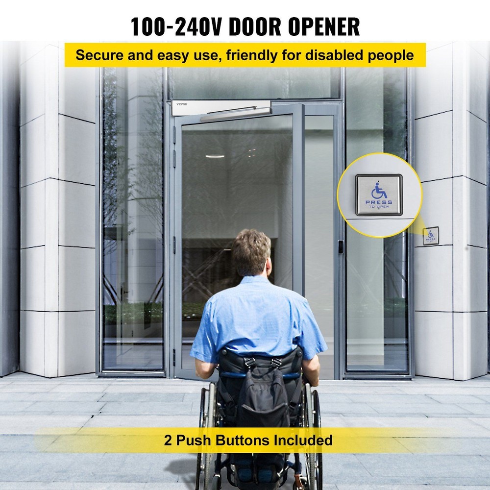 Automatic Door Opener — 100-240V, 220lb, Wireless Remote & Keypad