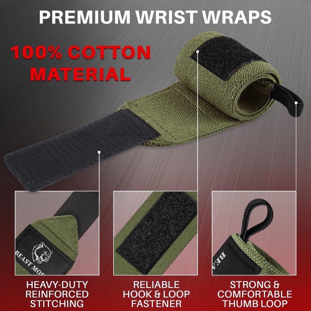 Weightlifting Wrist Wraps with Thumb Loop 18 Inch HeavyDuty Support