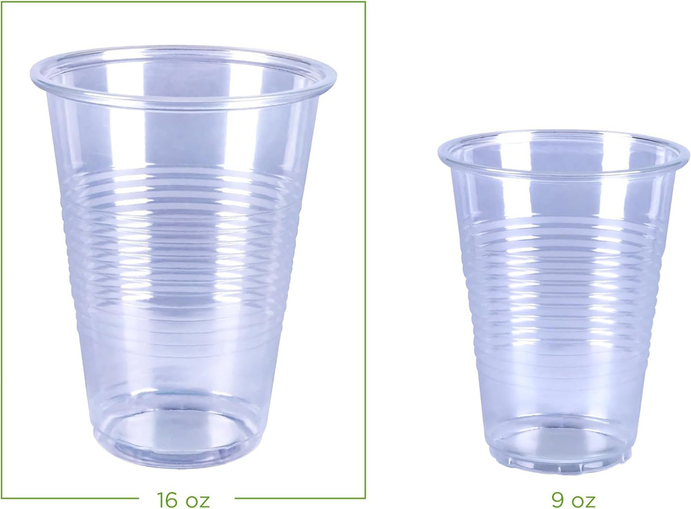 Amazon Basics Disposable Clear Plastic Cups, 16Oz, 50 Count
