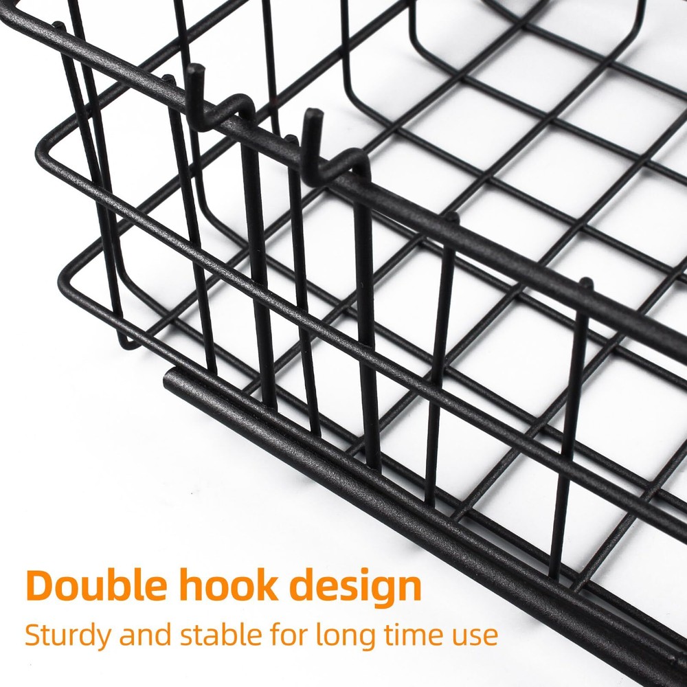 4 Pack Pegboard Baskets Hooks Set, Square Style 4 Size Peg Board Organizer