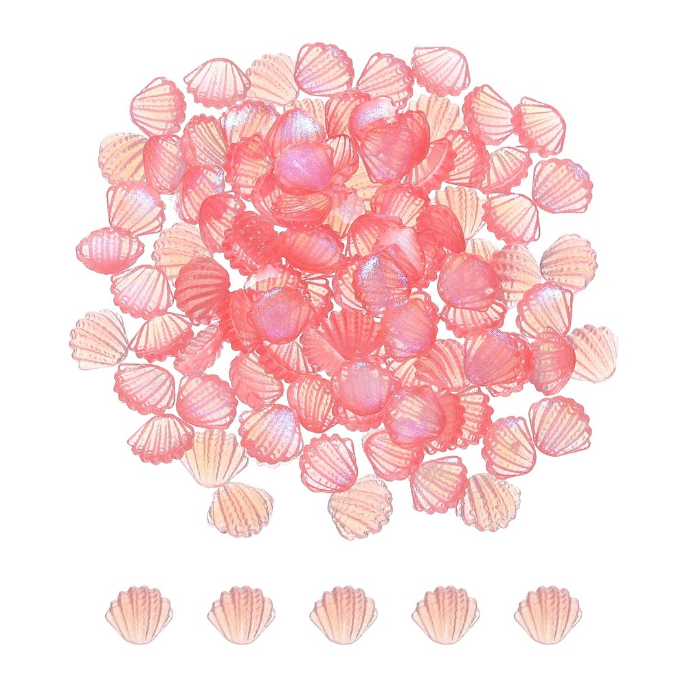 100 Pcs Shell Resin Charm, Cute Resin Shell Embellishments, Light Red