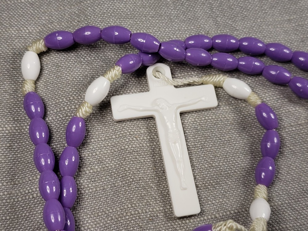 Beautiful Rosary Purple Beads Religious Christian Gift C45