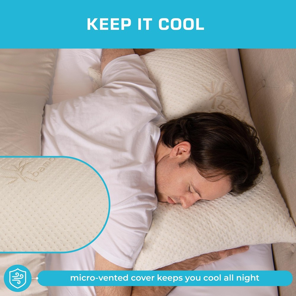Standard Bed Pillow for Sleeping | Adjustable Shredded Memory Foam Pillows wi...