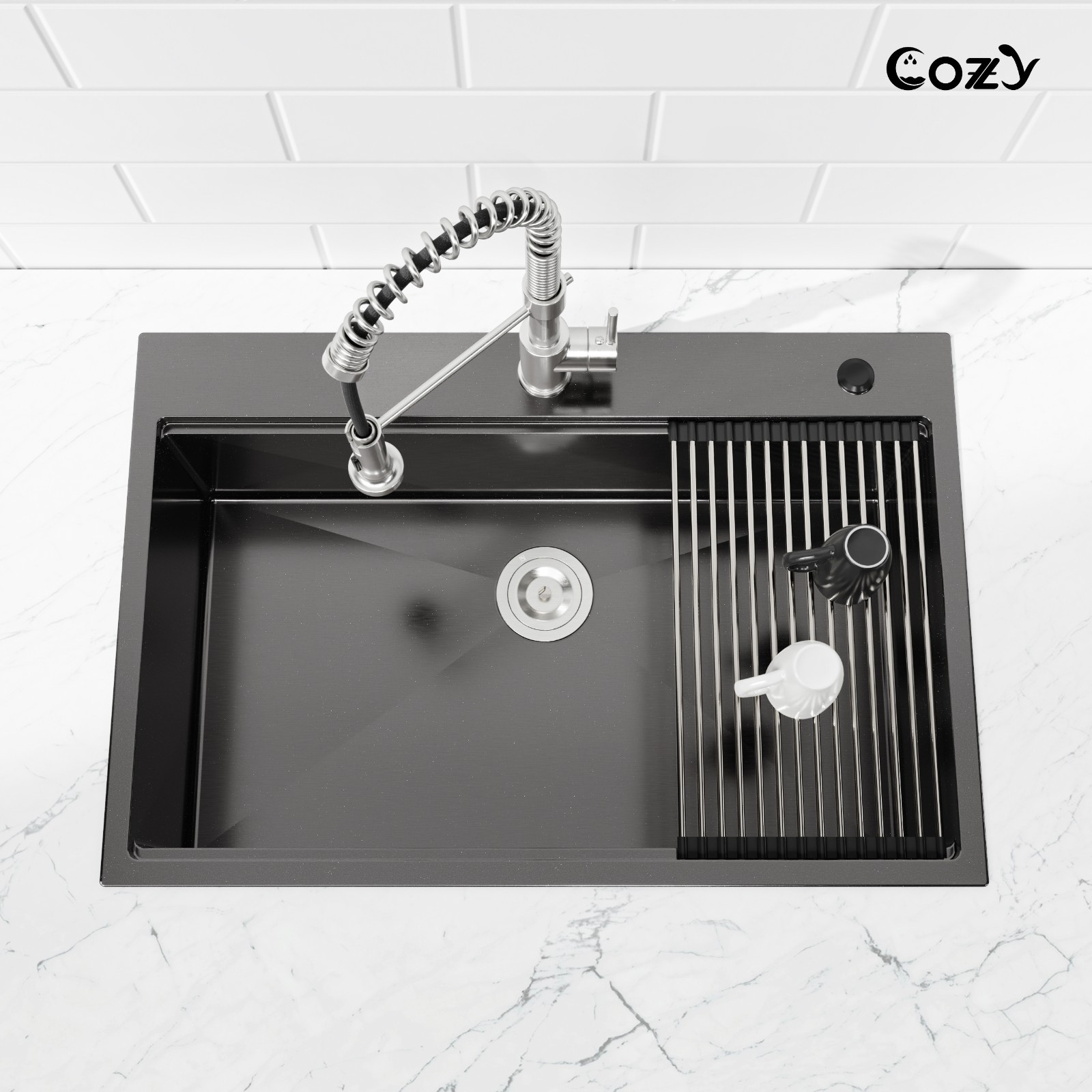 Cozy n Bath 33x22 inch overmount kitchen sink with accessors and drain