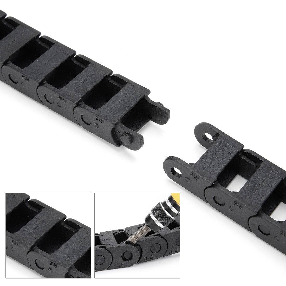 R18 10mm x 15mm Black Plastic Cable Wire Carrier Drag Chain 1M Length