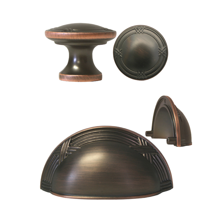 Oil Rubbed Bronze Ribbon & Reed Kitchen Cabinet Drawer Knobs and Pulls  3"