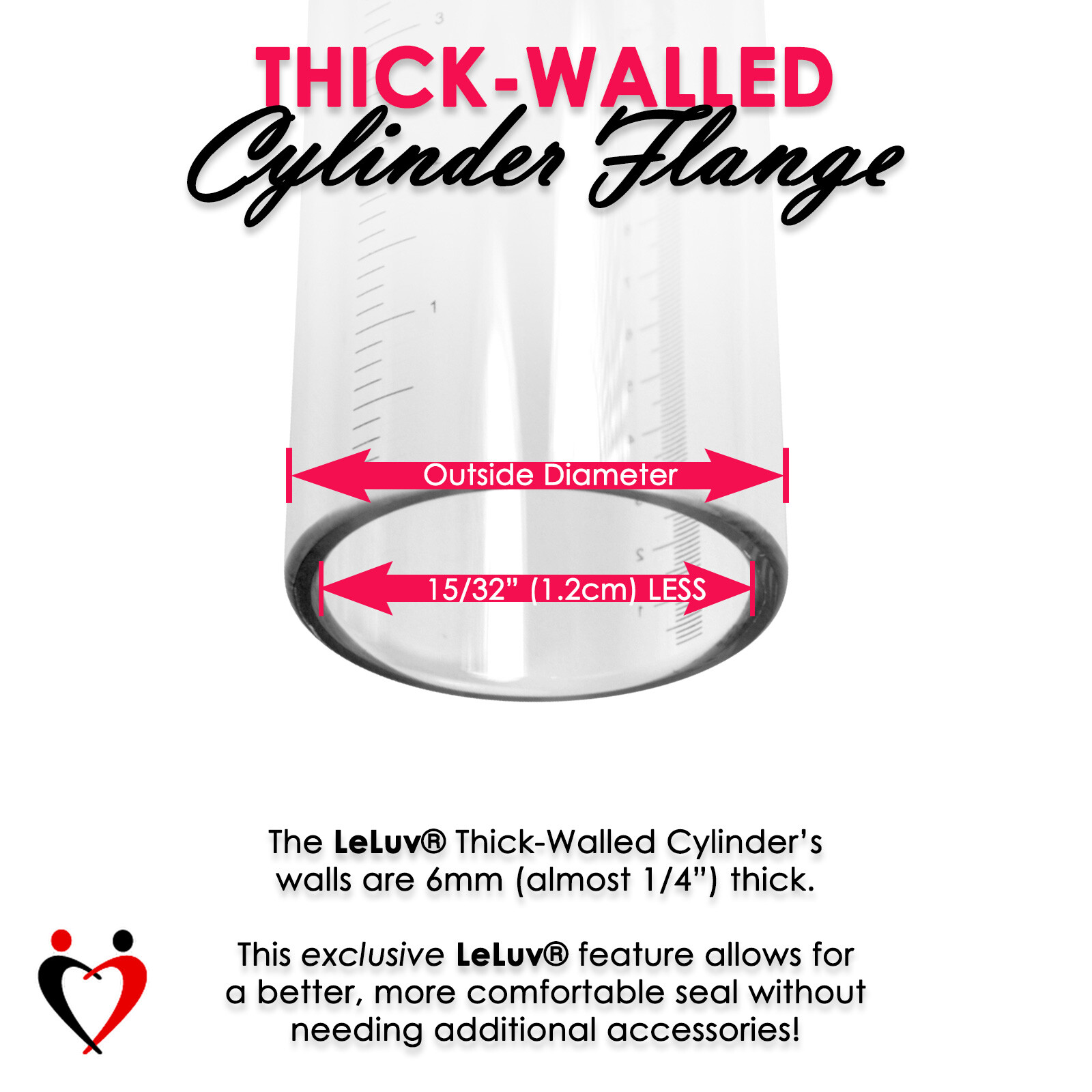 LeLuv EYRO Thick Walled Penis Cylinders No Flange Untapered with Female Fitting