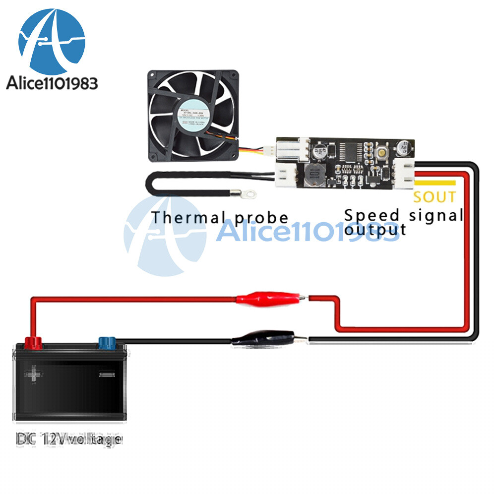 DC12V Computer Fan Temperature Control Governor Speed Controller Module 2~3Wire