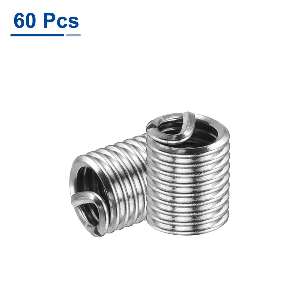 60pcs Wire Thread Inserts 1/4-20 UNC 1D Helical Threaded Sleeve Thread Repair