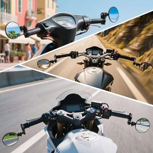 Universal Motorcycle Mirrors, 3 Inch Folding Waterproof Side Mirror, Round