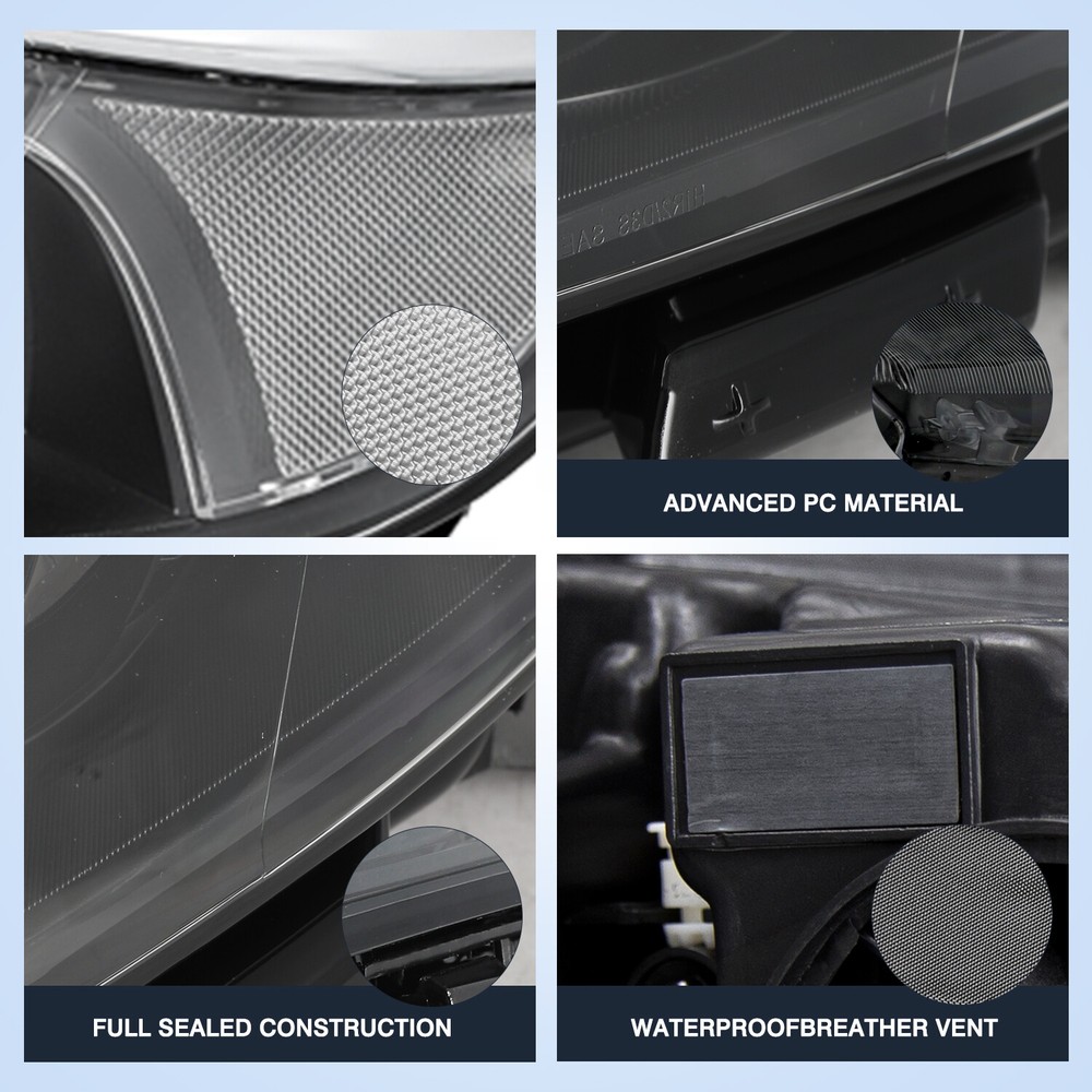 Halogen Model For 2011 2012 2013 2014 Ford Edge Black Headlight Headlamp Pair