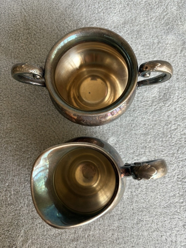 Vintage Reed & Barton 5600 Regent Silver Plated Creamer Server & Sugar Bowl Set
