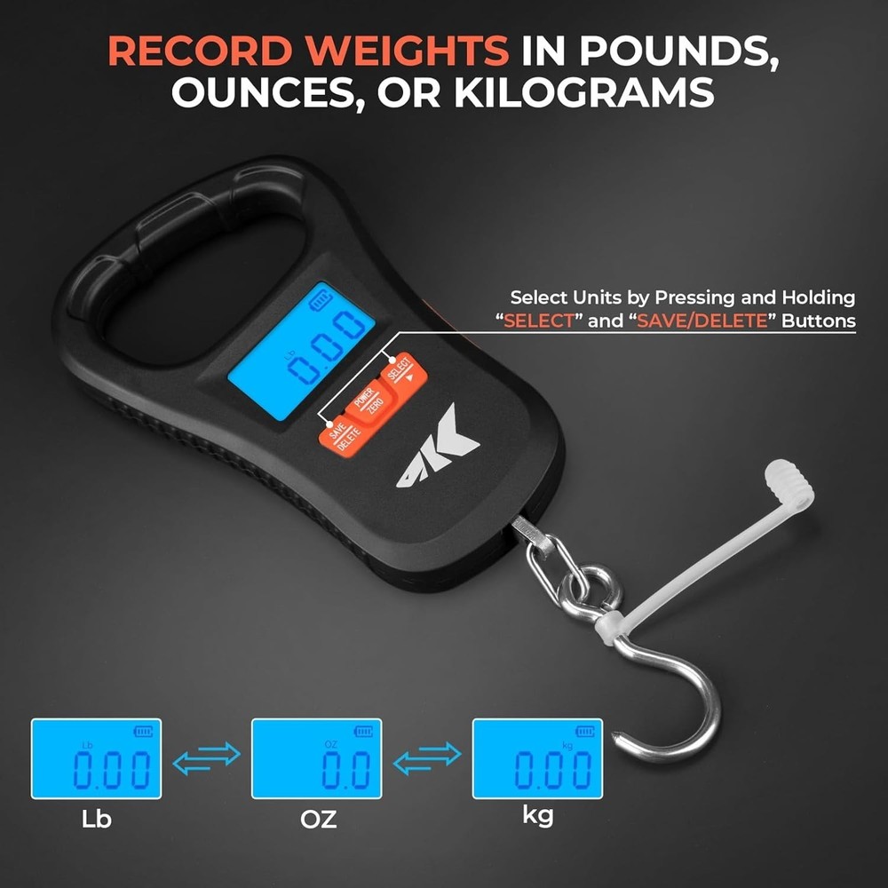 Compact ToughTide Fishing Scale - 65lb Digital Weight with Memory Function & USB