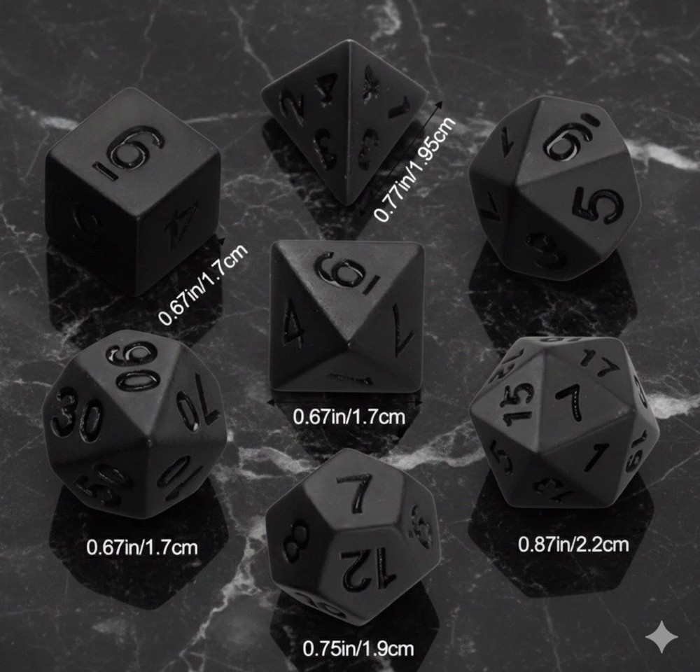 OBSIDIAN VOID D&D Dice Set | Blackest Matte Grim Dark polyhedral dice Set
