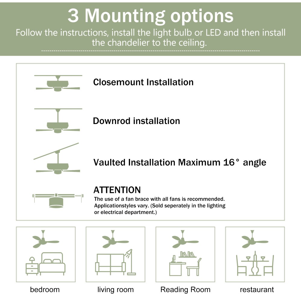 52"Solid Wood BladesCeilingFan Indoor Ceiling Fan With Light with Remote Control