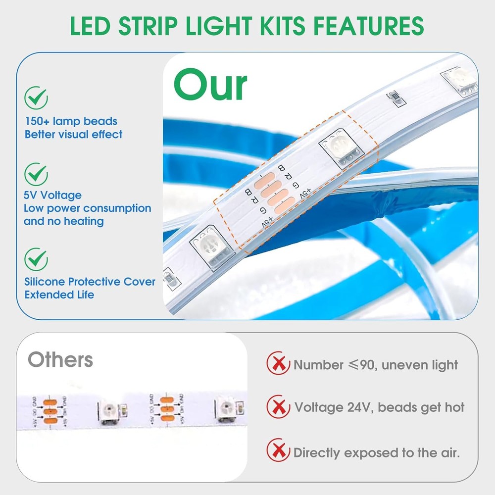 Floating Full/Queen/King Bed Frame with LED Lights, No Box Spring Needed