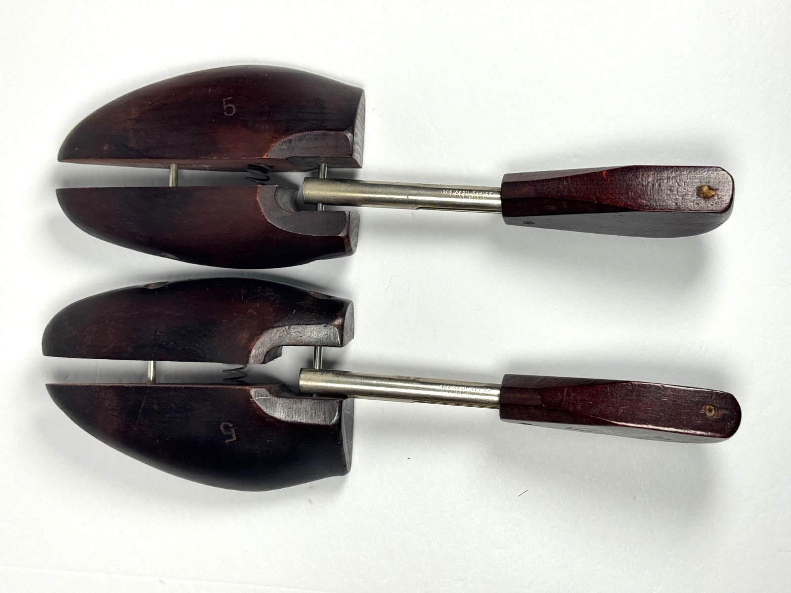 Vintage Rochester Shoe Tree Company Wooden Shoe Trees Mens SIze 5 Split Toe USA