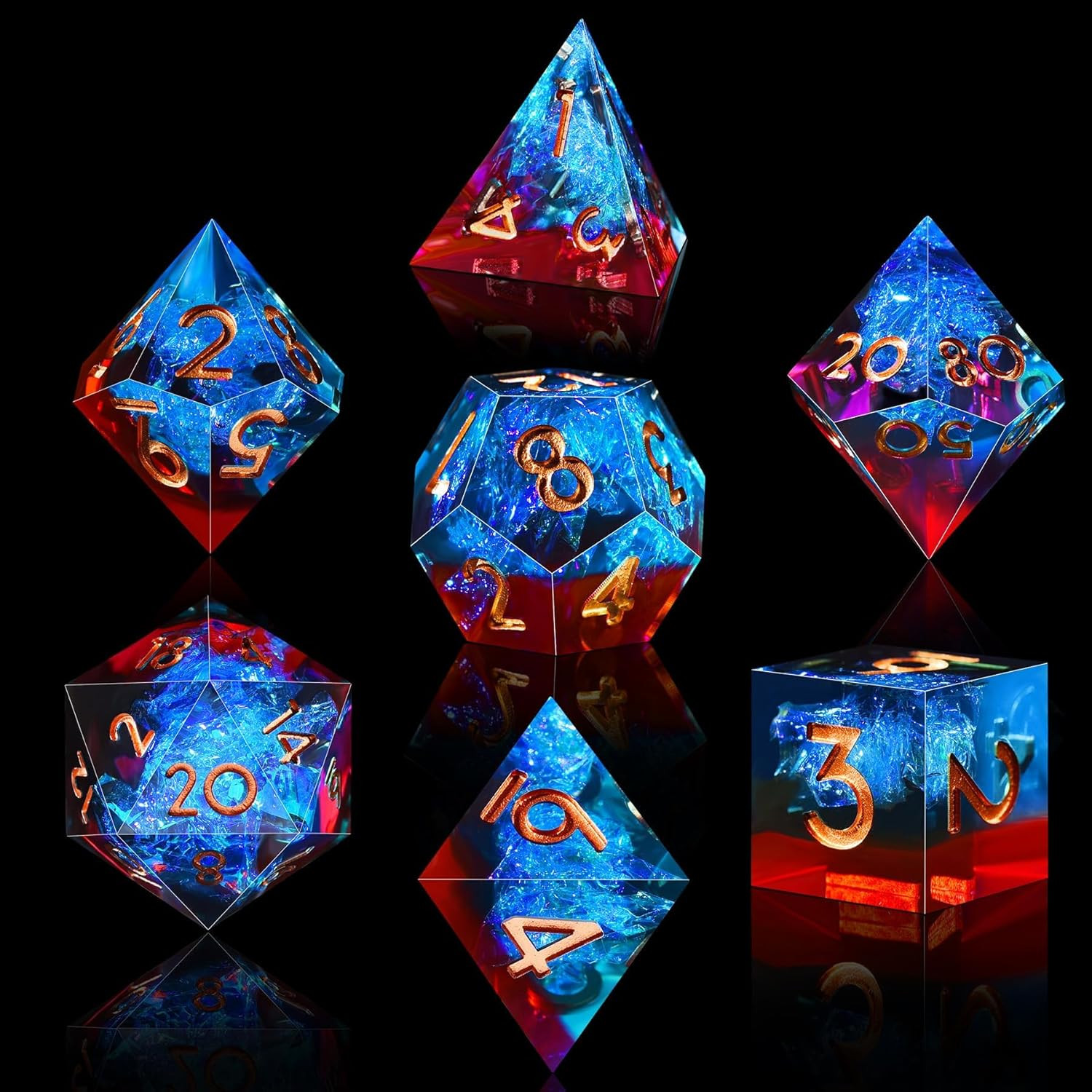 AUSTOR 7-Die DND Dice Set Handmade Sharp Edge Polyhedral Dice for Dungeons and D