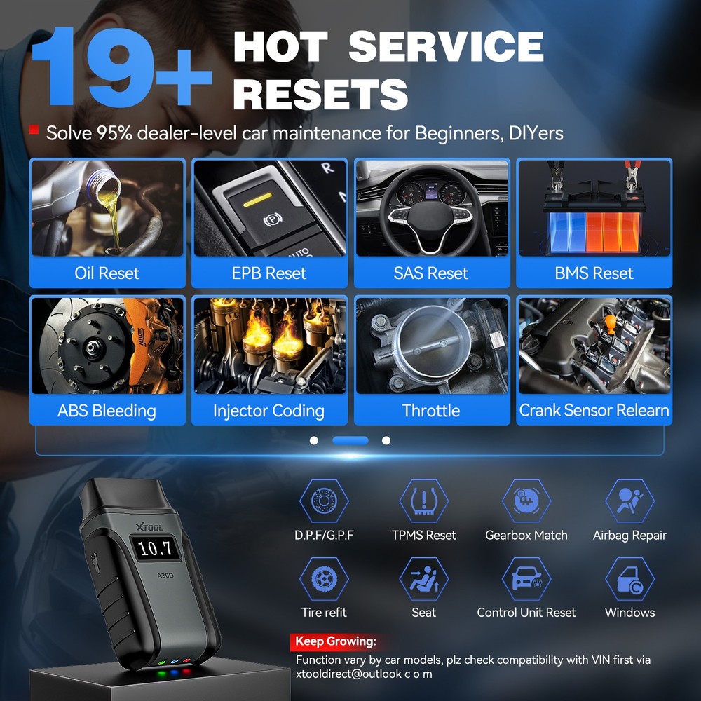 XTOOL A30D V2.0 OBD2 Scanner Bidirectional Full System Diagnostic Tool + Cable
